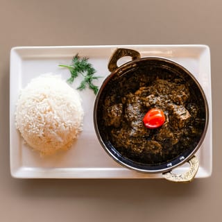 Cassava Leaves and White Rice