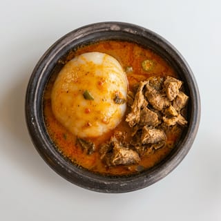 Pounded Yam and Peanut Butter Soup (Goat or Beef)